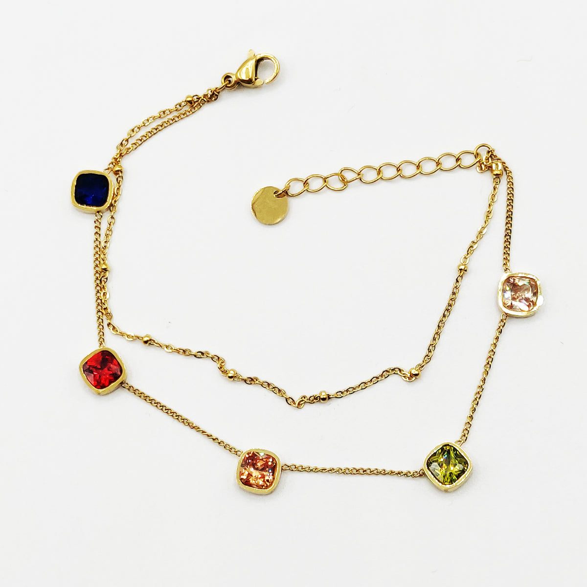 Bracelet Double Carrés Multicolores