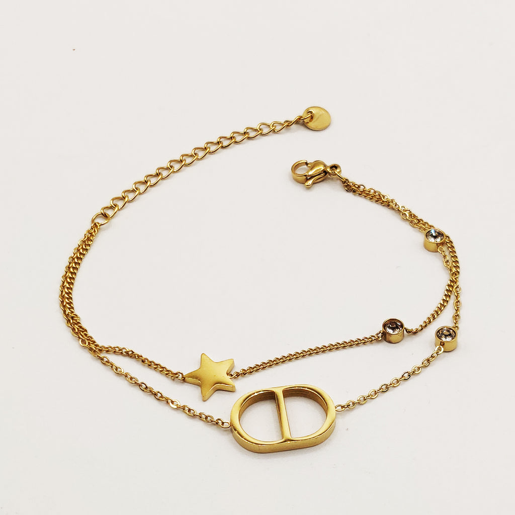 Bracelet Double CD Luxe et Étoile
