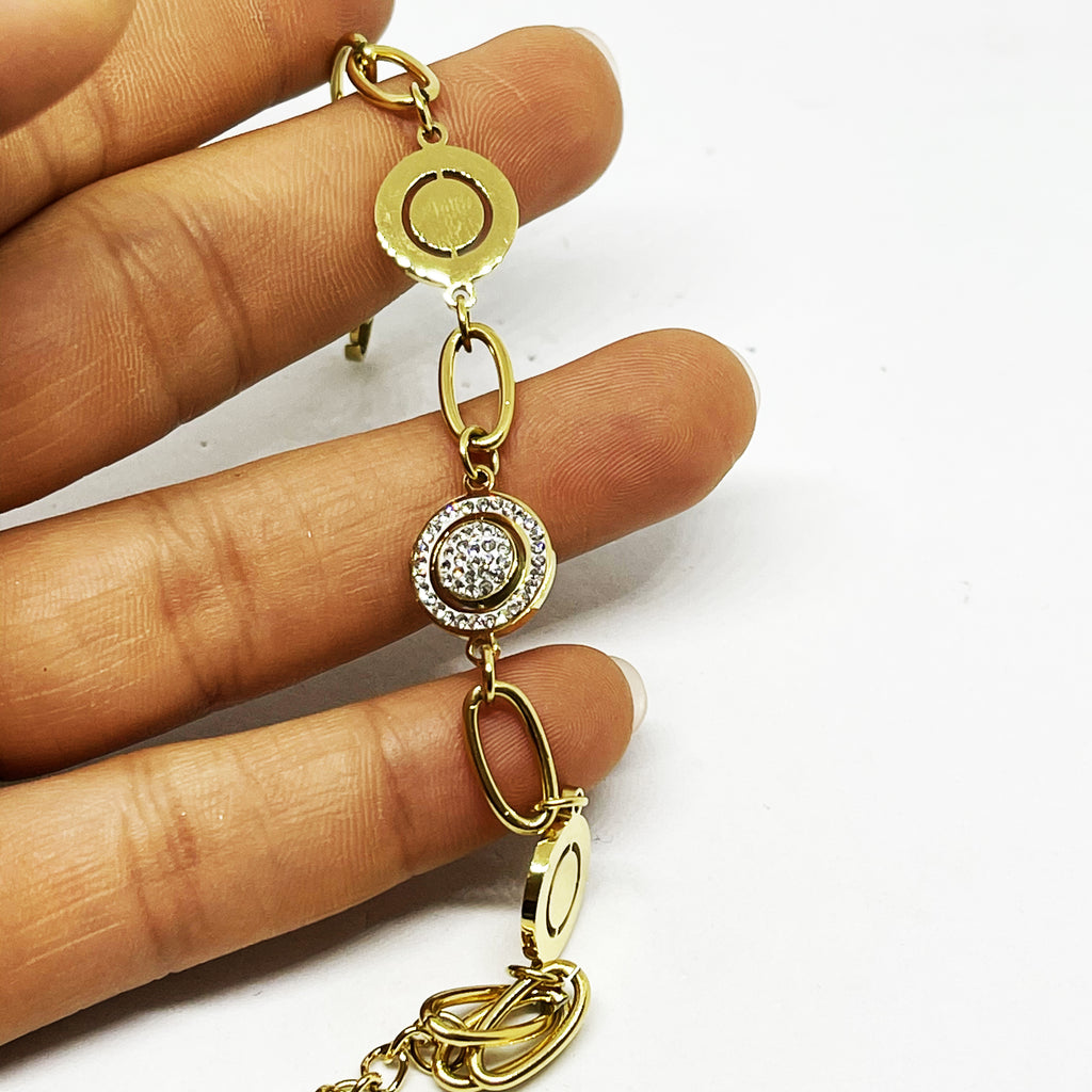 Bracelet Double Cercles Cristaux