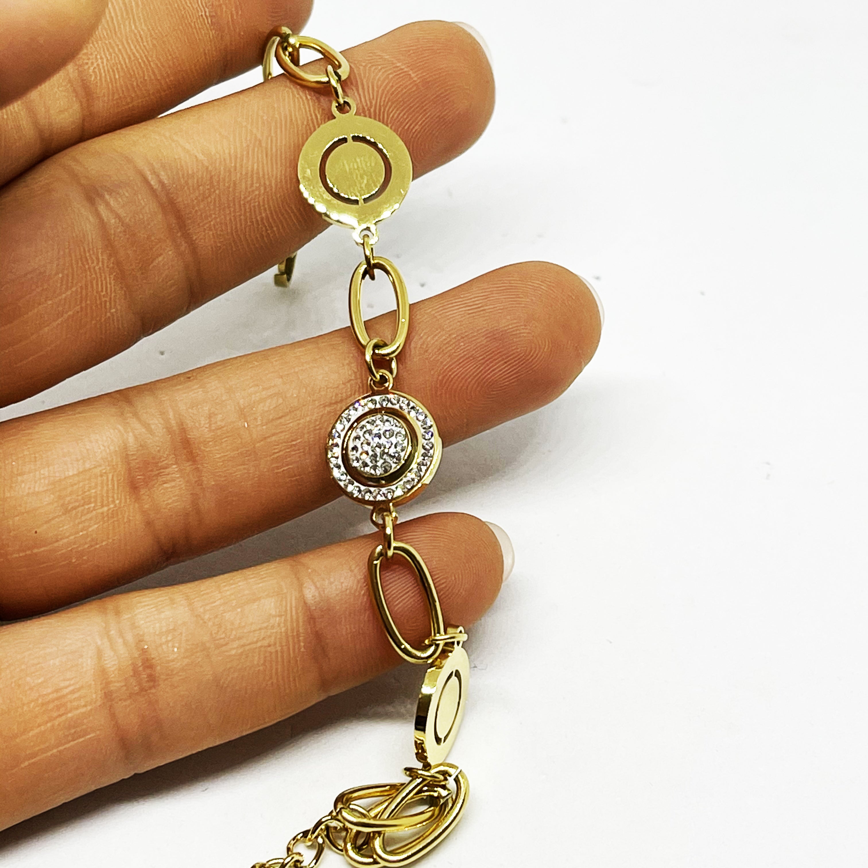 Bracelet Double Cercles Cristaux