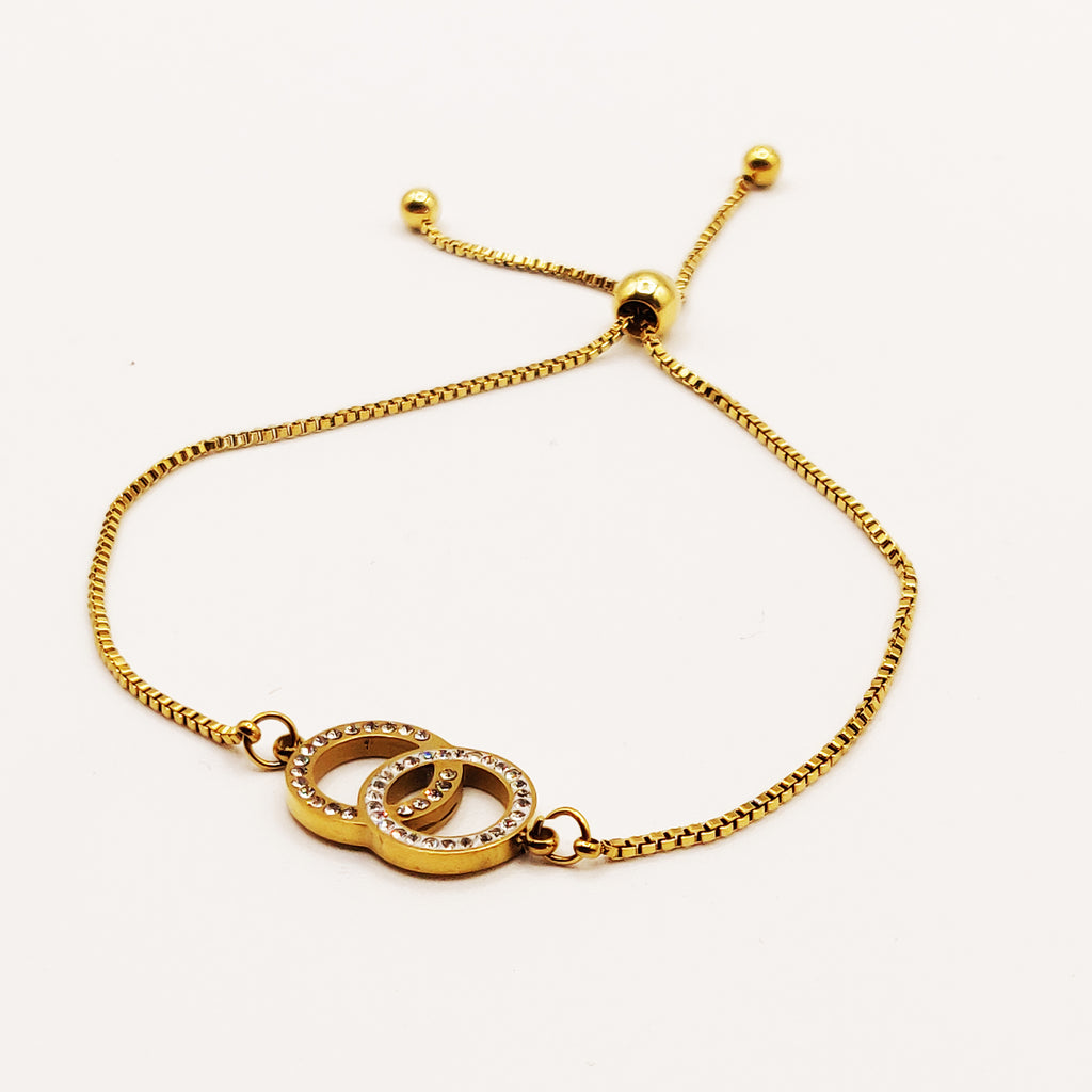 Bracelet Double Cercles Croisés Cristaux Luxe