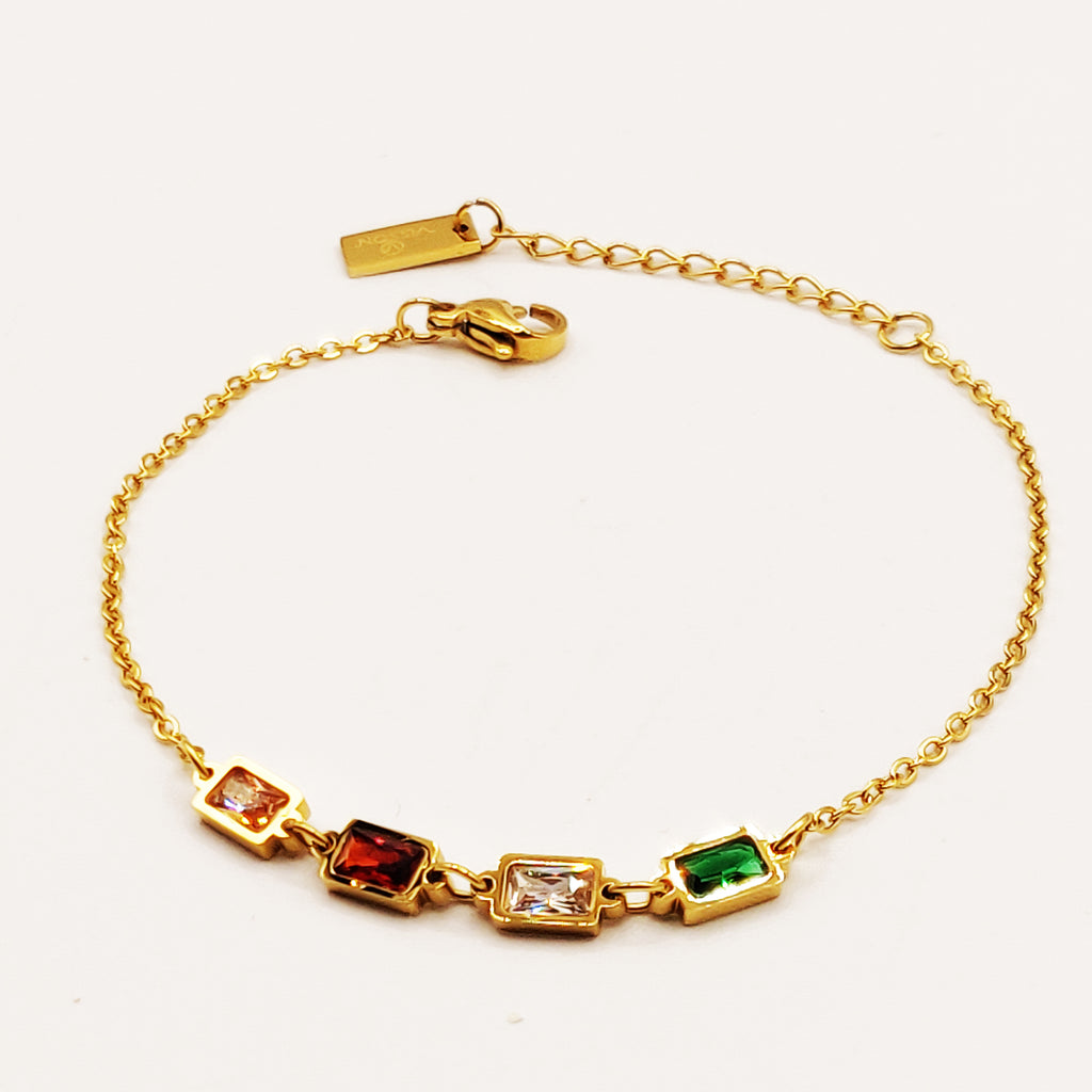 Bracelet Double Cristaux Multicolores Luxe