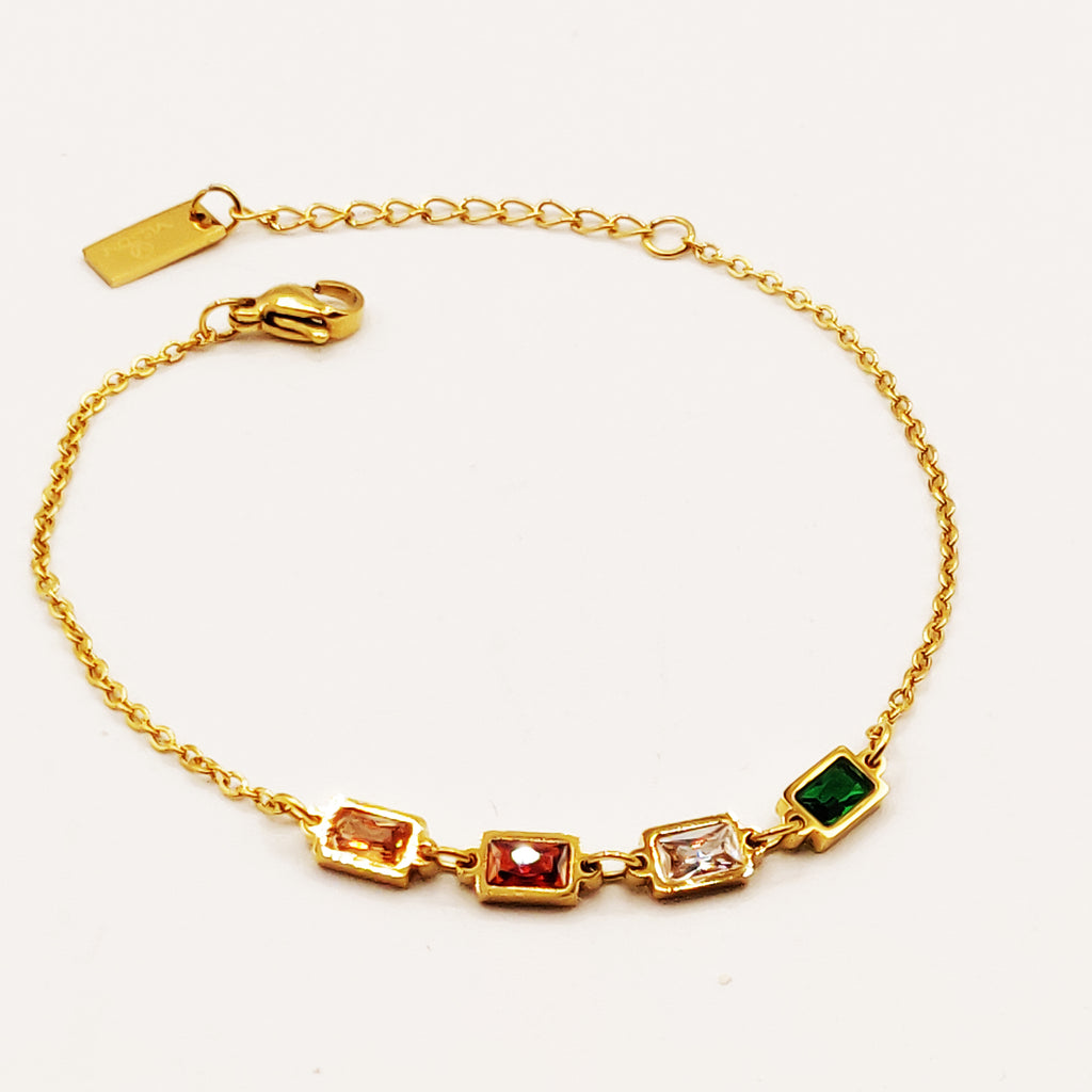 Bracelet Double Cristaux Multicolores Luxe