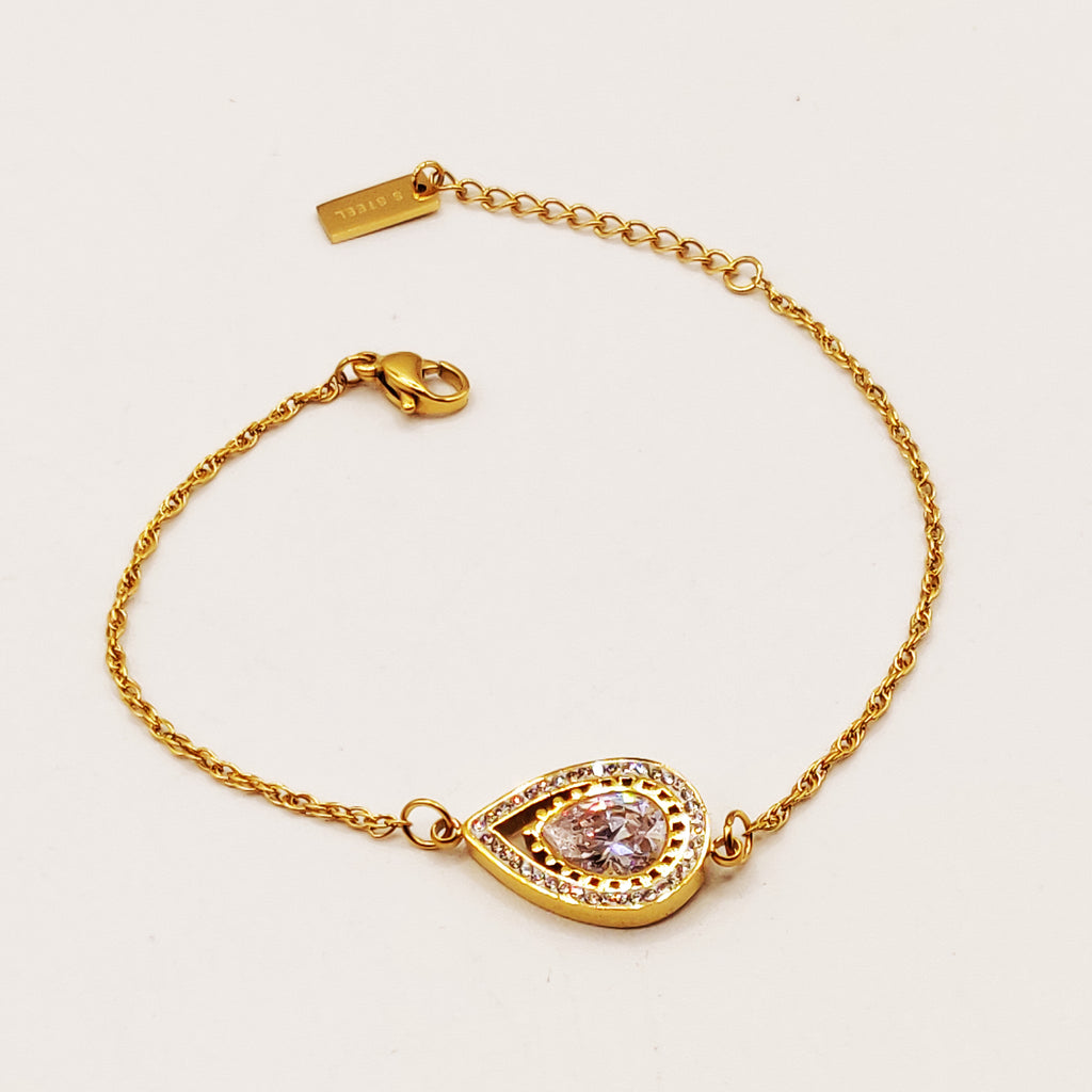 Bracelet Double Gouttes Coeur Diamant Luxe