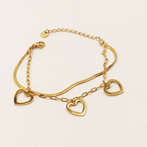 Bracelet Double Multi Coeurs