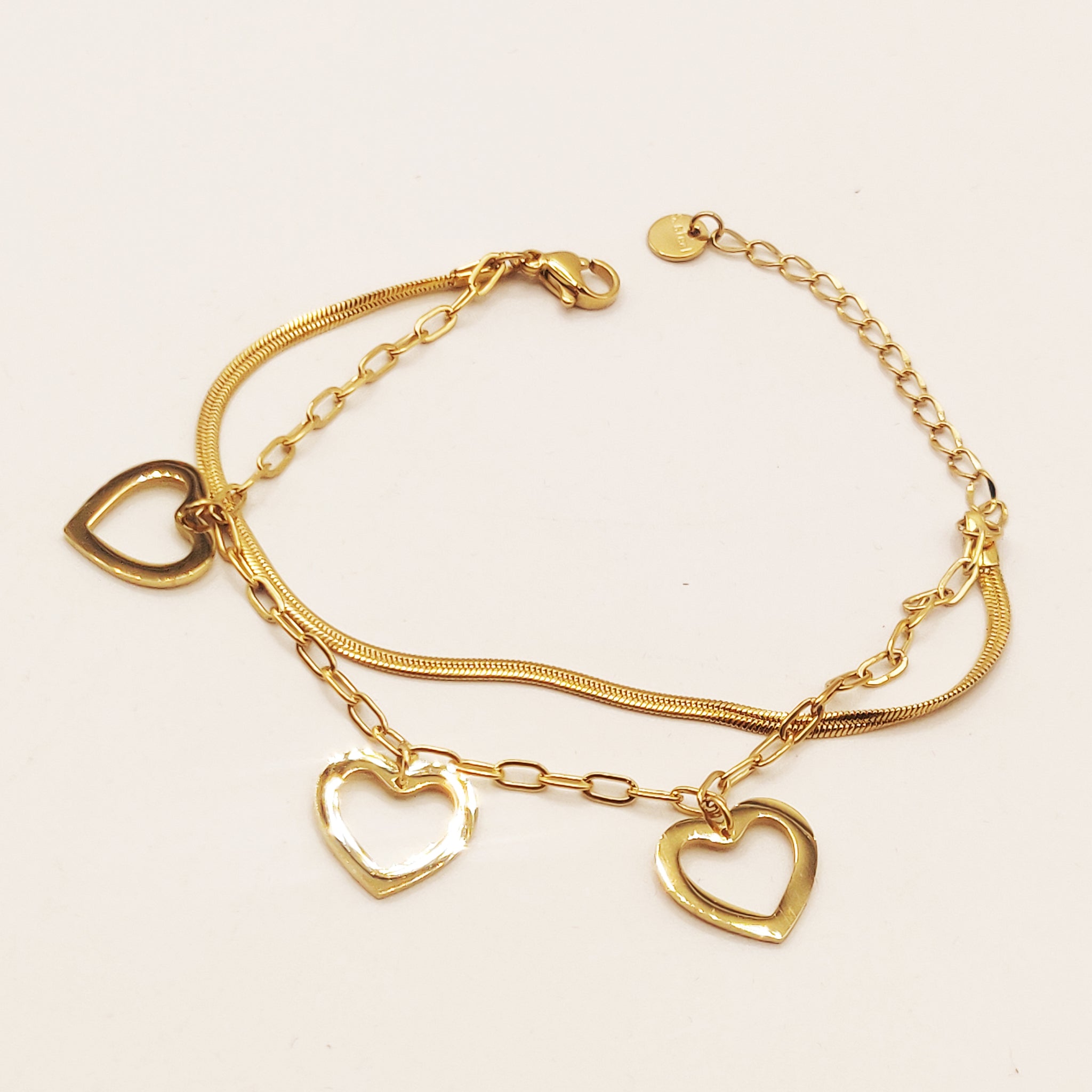 Bracelet Double Multi Coeurs