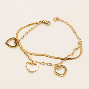 Bracelet Double Multi Coeurs