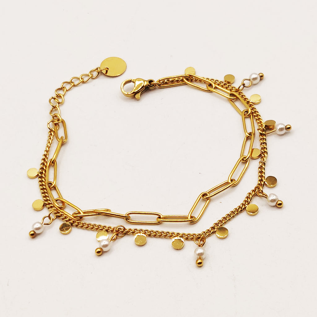 Bracelet Double Perles Johar et Cercles