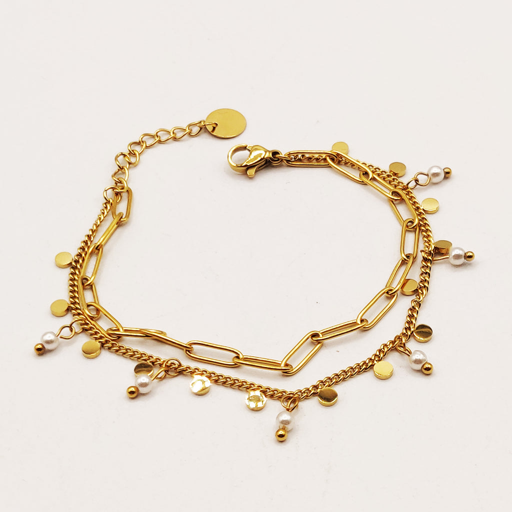 Bracelet Double Perles Johar et Cercles