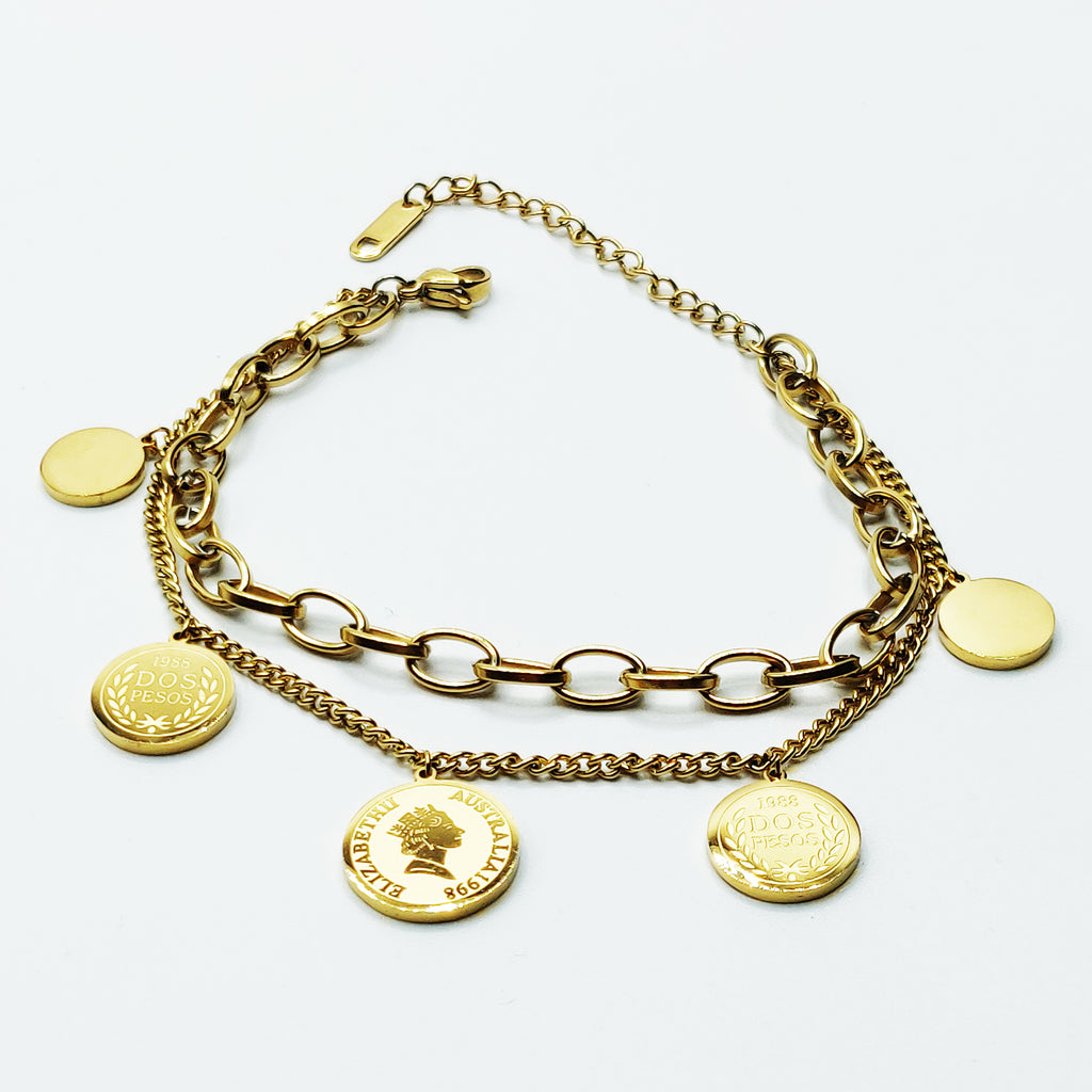 Bracelet Double Pièces de Monnaie