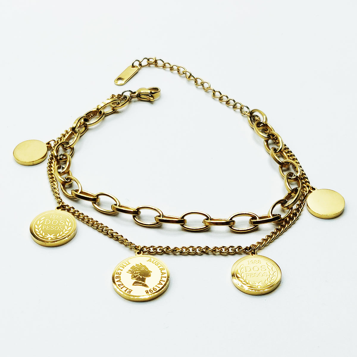 Bracelet Double Pièces de Monnaie