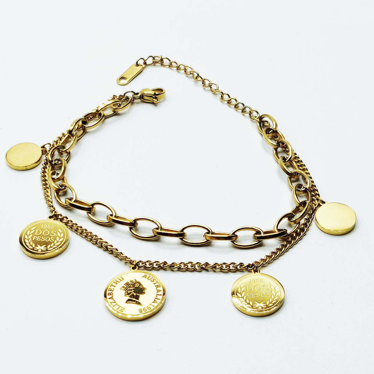 Bracelet Double Pièces de Monnaie