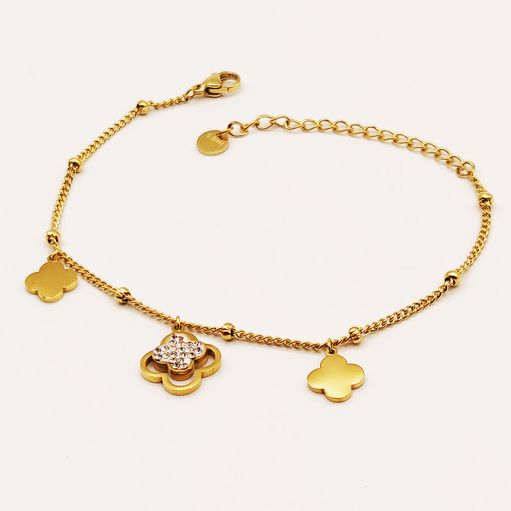 Bracelet Double Trèfles Cristaux