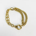 Bracelet Double Tresse et Chaîne Ovale