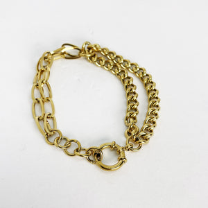 Bracelet Double Tresse et Chaîne Ovale
