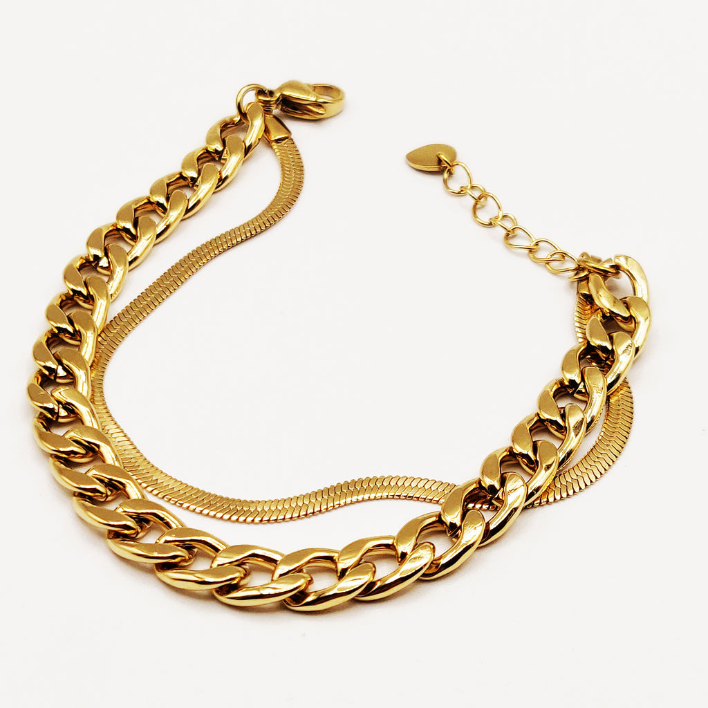 Bracelet Double Tresse et Maille Luxe