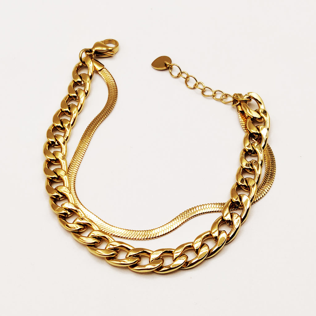 Bracelet Double Tresse et Maille Luxe