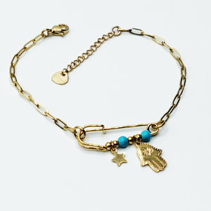 Bracelet Chaîne Épingle Main de Fatma