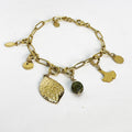 Bracelet Chaîne Feuille et Pierre Verte