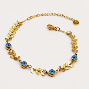 Bracelet Feuilles Yeux Bleus