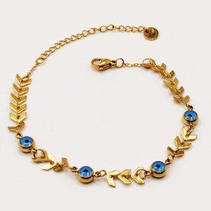 Bracelet Feuilles Yeux Bleus
