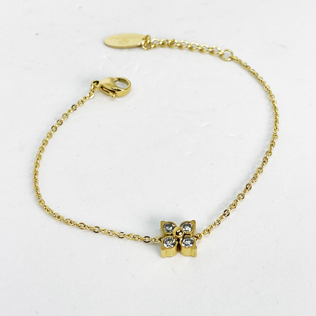 Bracelet Fleur 4 Cristaux Simple