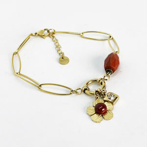 Bracelet Fleur Coeur Carmin