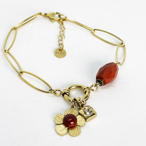Bracelet Fleur Coeur Carmin