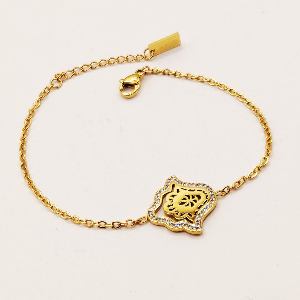 Bracelet Grande Main de Fatma Cristaux Chic Luxe