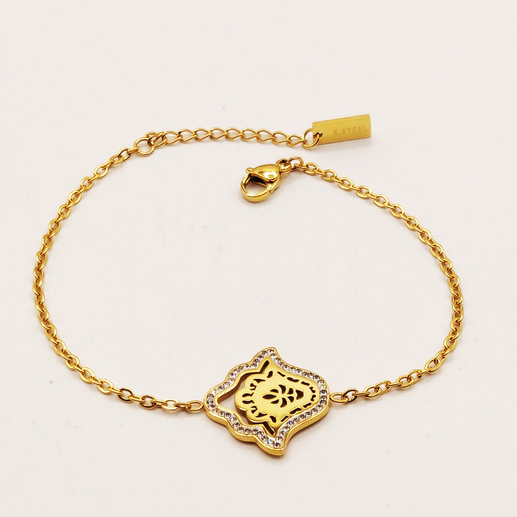 Bracelet Grande Main de Fatma Cristaux Chic Luxe
