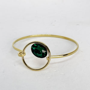 Bracelet Jonc Cercle et Cristal Vert Émeraude