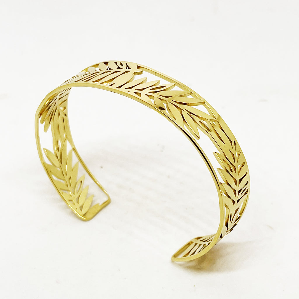 Bracelet Jonc Feuilles Luxe