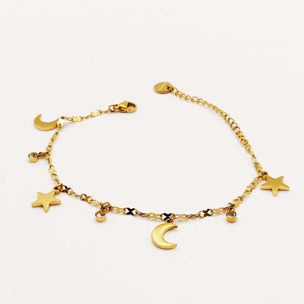 Bracelet Lunes, Étoiles et Cristaux