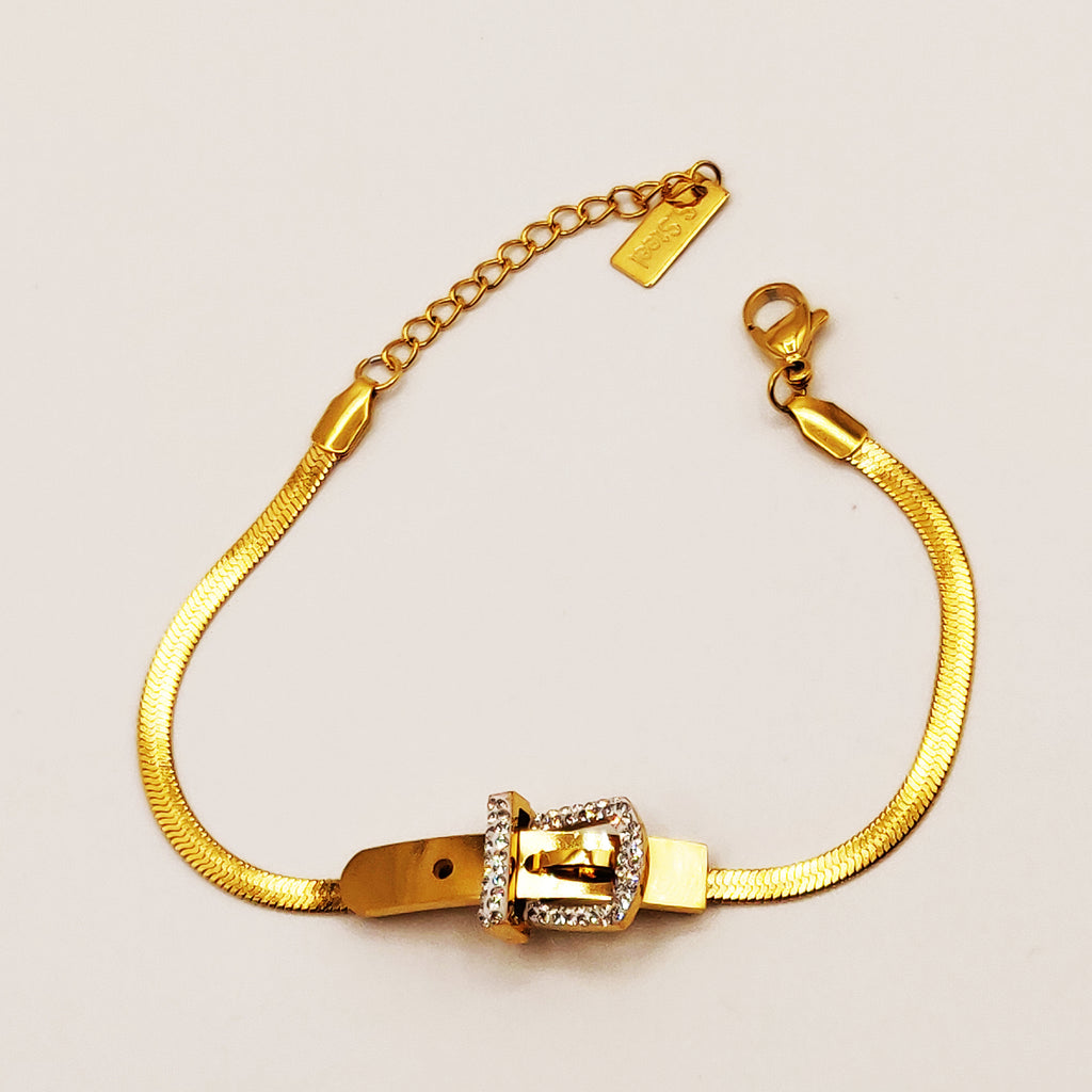 Bracelet Maille Boucle de Ceinture Cristaux