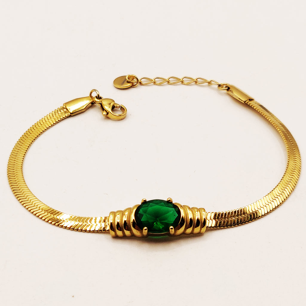 Bracelet Maille Cristal Vert Luxe