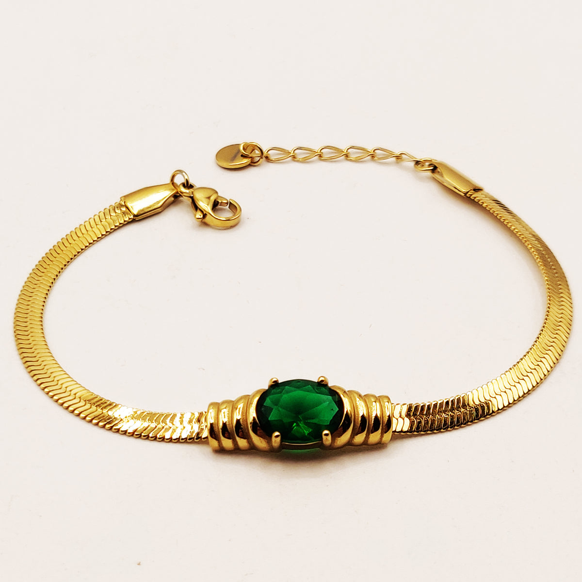 Bracelet Maille Cristal Vert Luxe