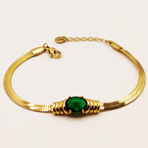 Bracelet Maille Cristal Vert Luxe