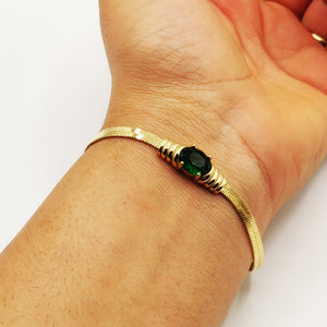 Bracelet Maille Cristal Vert Luxe