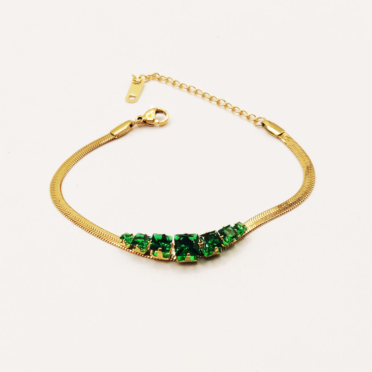 Bracelet Maille Émeraudes Luxe