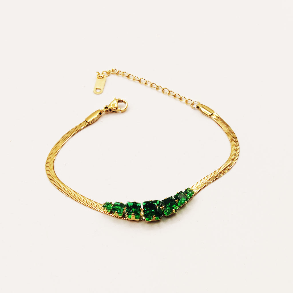 Bracelet Maille Émeraudes Luxe