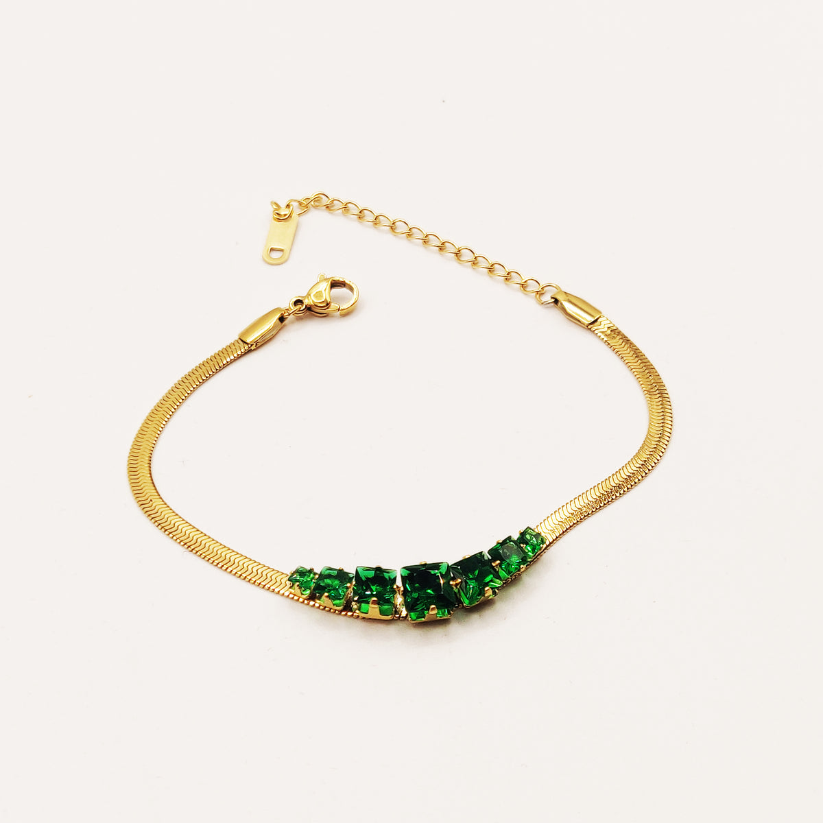 Bracelet Maille Émeraudes Luxe