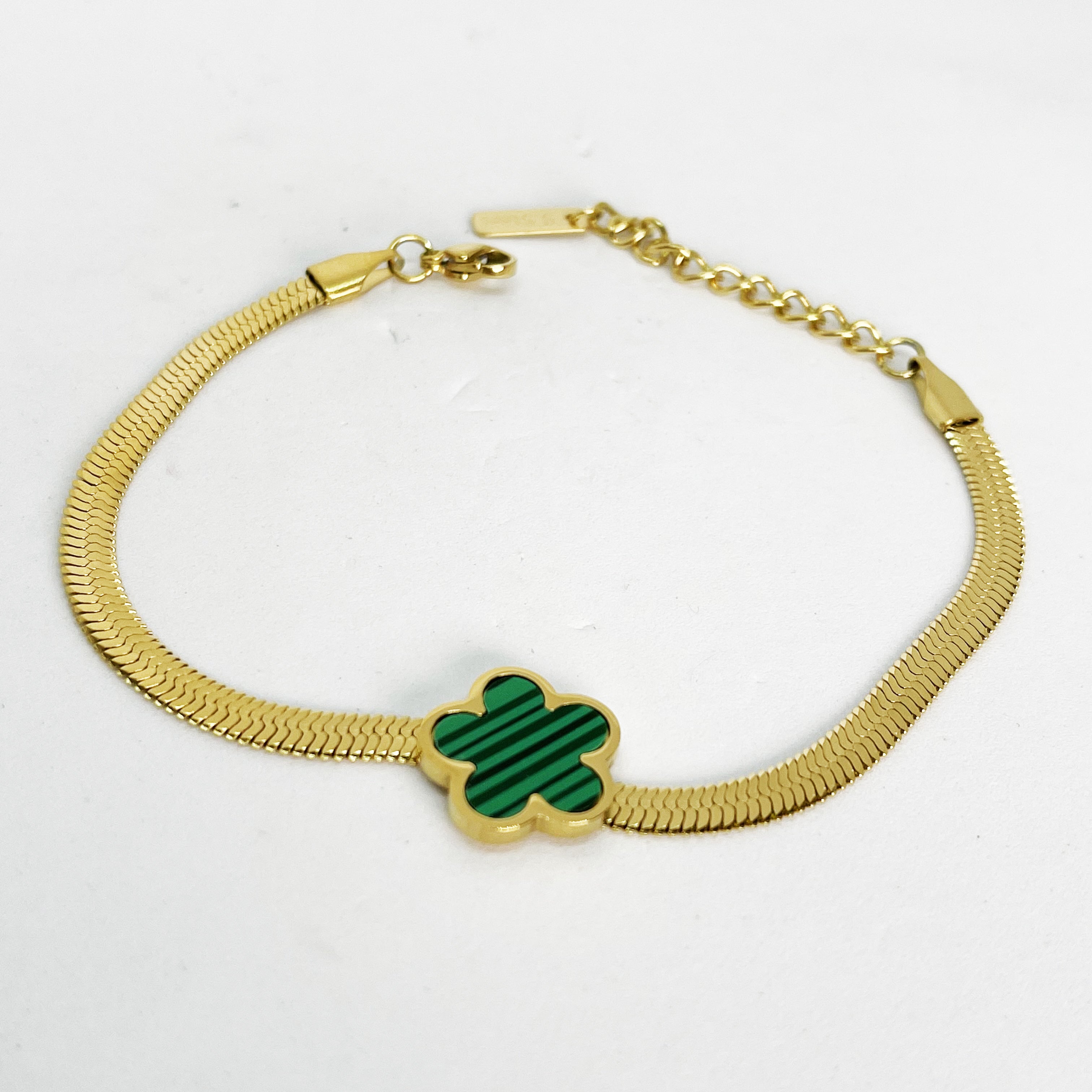 Bracelet Maille Marguerite Verte