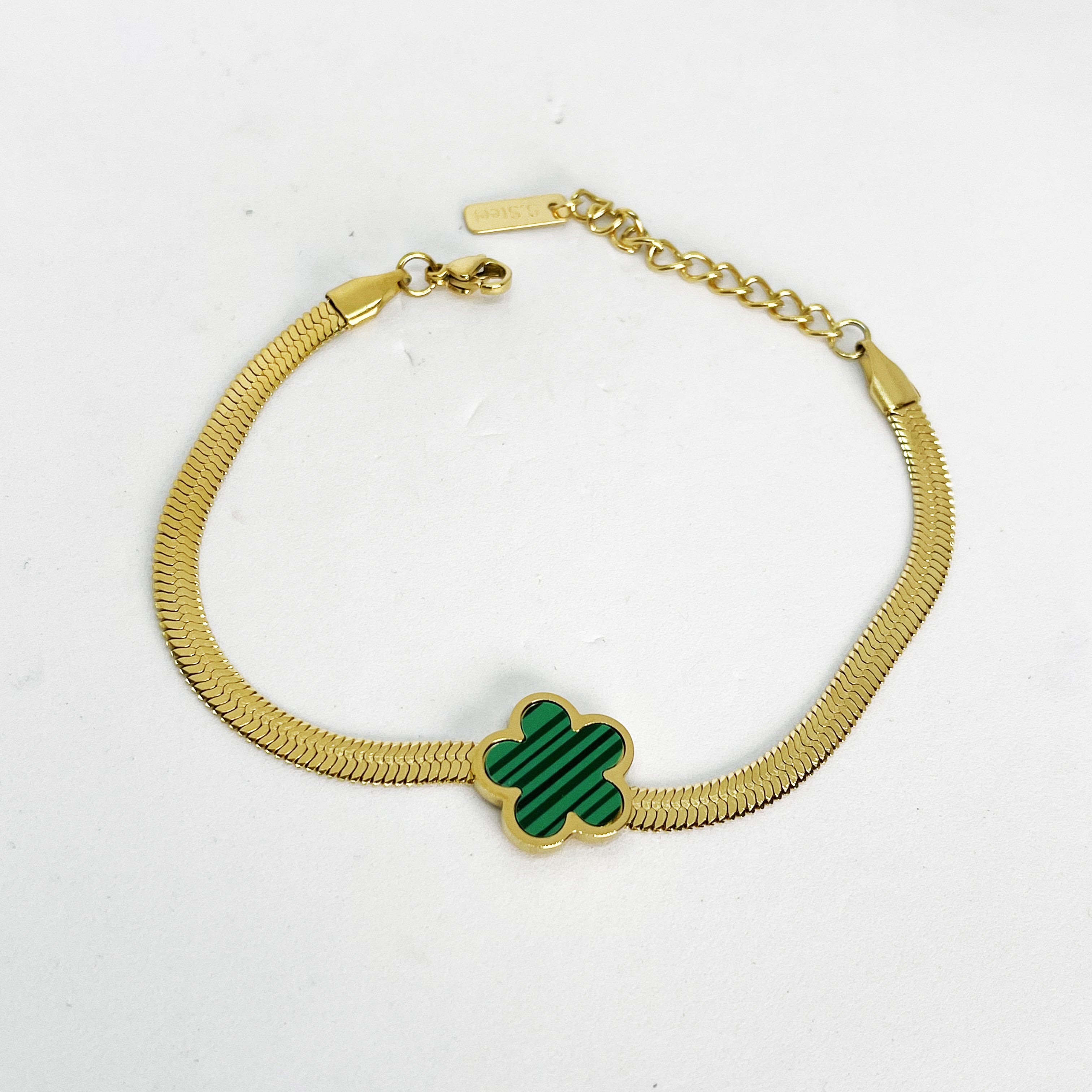 Bracelet Maille Marguerite Verte