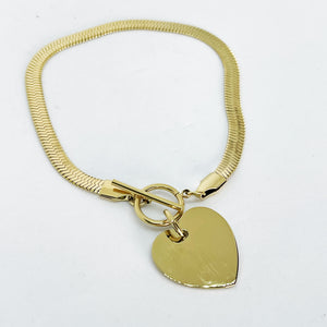 Bracelet Maille Simple Rond Barré et Coeur