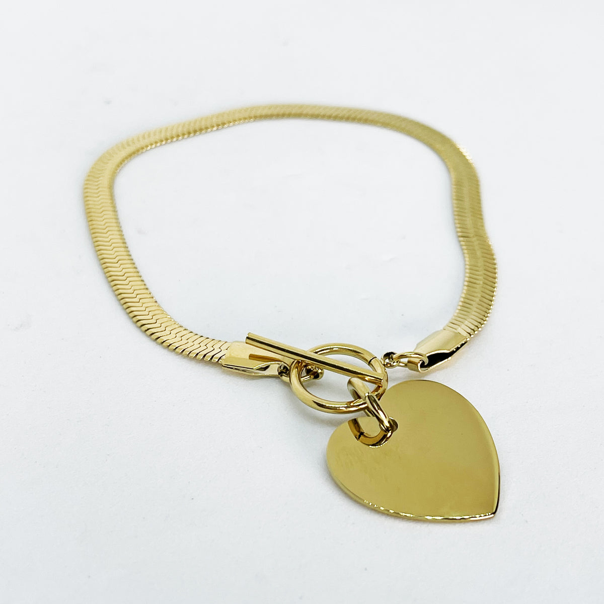 Bracelet Maille Simple Rond Barré et Coeur