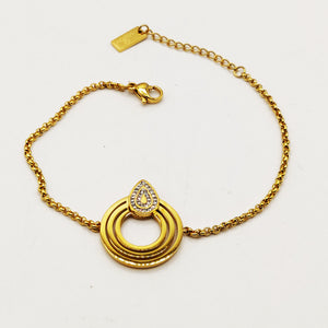 Bracelet Maillons Cercles et Goutte Cristaux Luxe