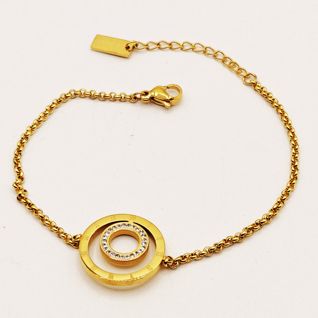 Bracelet Maillons Grand Pendentif Triple Cercles Luxe