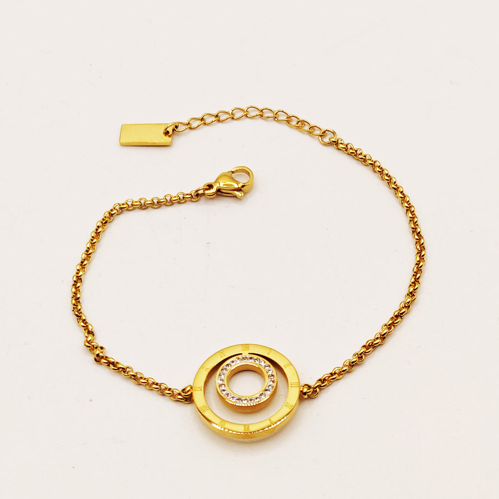Bracelet Maillons Grand Pendentif Triple Cercles Luxe