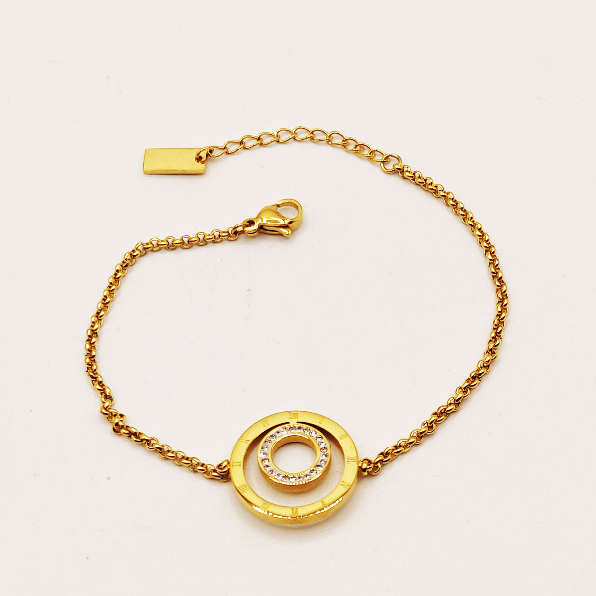 Bracelet Maillons Grand Pendentif Triple Cercles Luxe