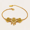 Bracelet Maillons Grande Main de Fatma Design et Multi Pendentifs Perles d'imitation Luxe